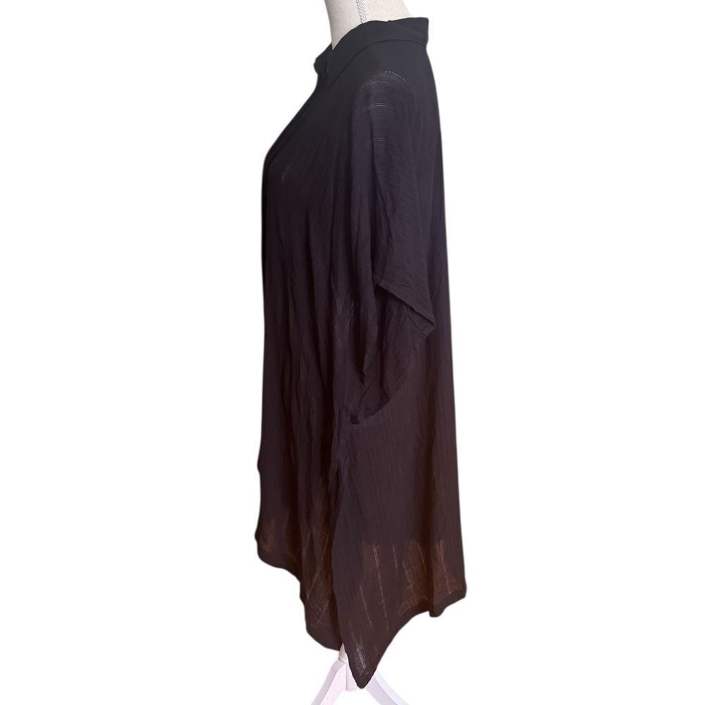 L' Space Anita Black Cover up Button Down Collar Neckline Semi Sheer M/L - Picture 7 of 8